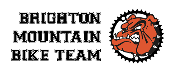 block lettering of Brighton Mountain Bike Team with the logo